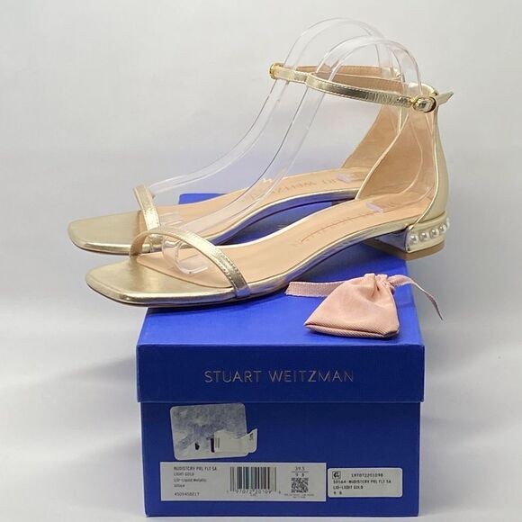 Stuart Weitzman Metallic Leather Embellished Sandals size 9 - Picture 9 of 11